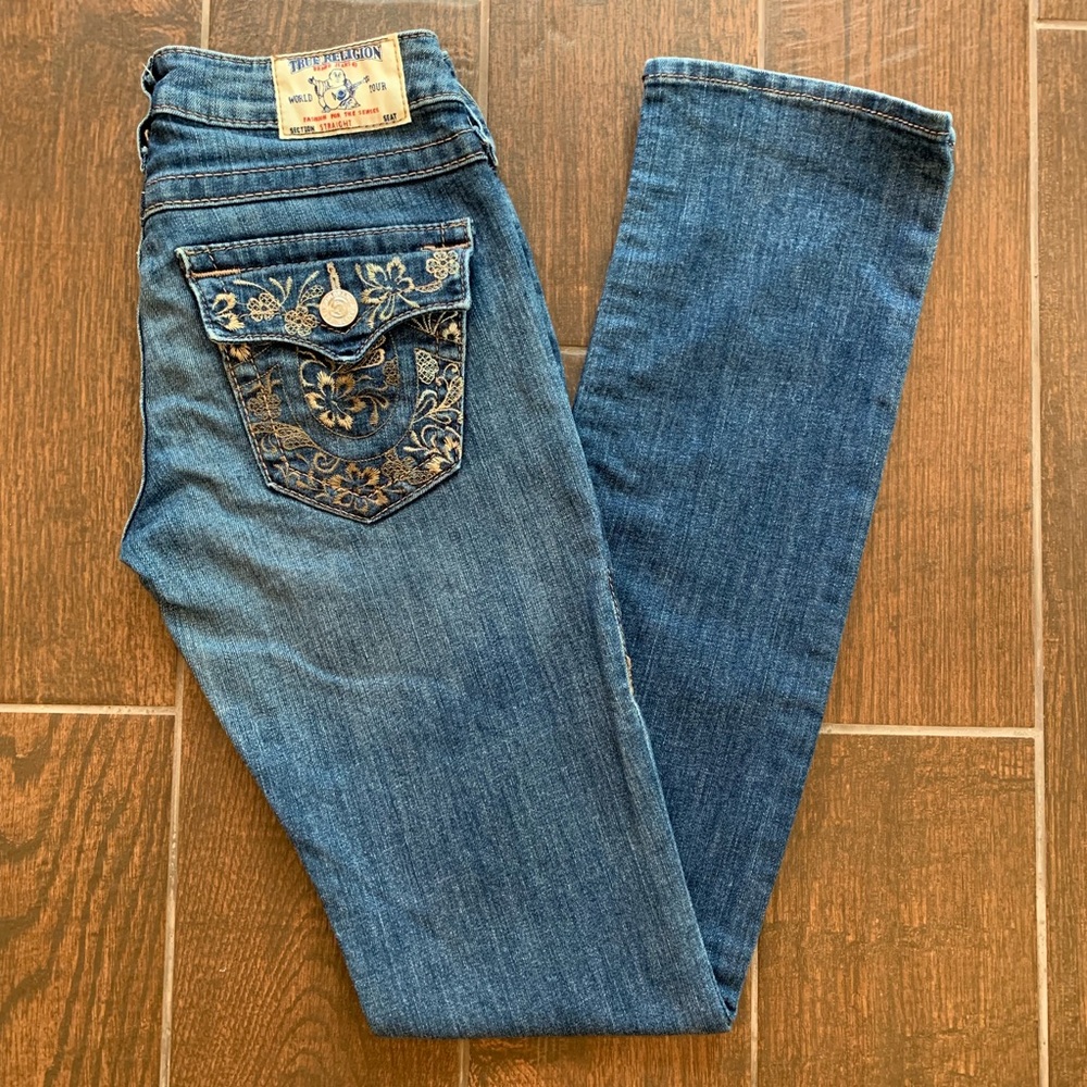 True Religion Embroidered Pockets Straight 32”